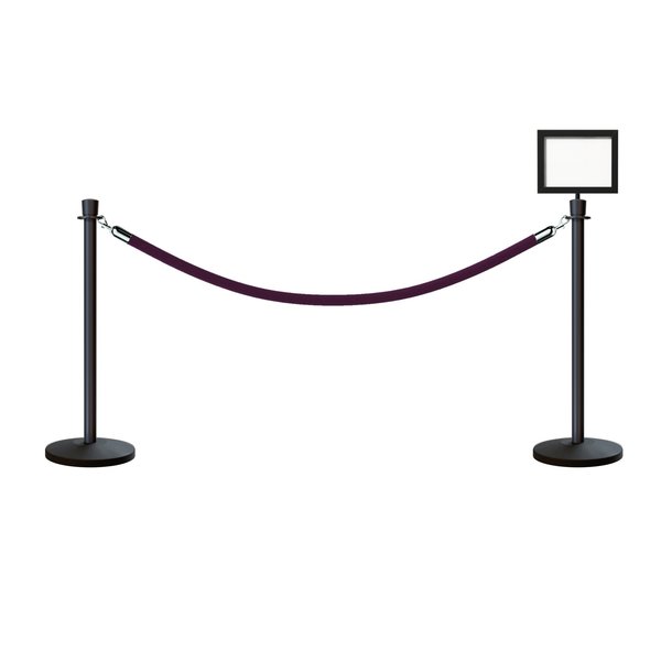 Montour Line Stanchion Post & Rope Kit Black 2CrownTop 1Purple Rope 8.5x11H Sign C-Kit-1-BK-CN-1-Tapped-1-8511-H-1-PVR-PE-PS